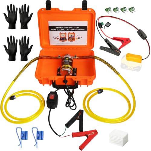 SYHXYSOO 100W Electric Oil Change Extractor Pump, 1-4L/min Oil Transfer Pump for Engine/Transmission/Gear Oil Change, Compatible with DeWalt 20V Battery(Oil Pump-B+Yellow Adapter)