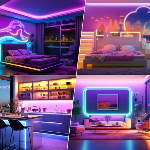 LED Streifen LED Strip 20m mit Fernbedienung & App & Musik Sync, RGB Lichterkette Dimmbar Farbwechsel, LEDs Leiste Band Stripes Bluetooth Selbstklebend für Zimmer Deko/Küche/Decke/Gaming/Party