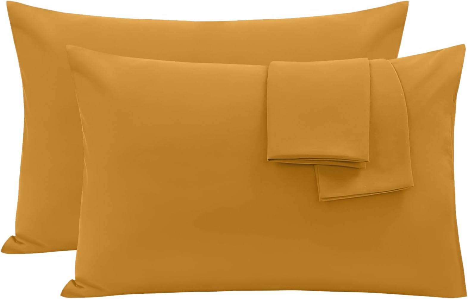 Oxford Homeware Ochre Pillow Cases 2 Pack Brushed Microfiber – Standard Pillowcases Fade Resistant Pillow Cover Envelope Closure Pillow Covers (50 x 75 cm)