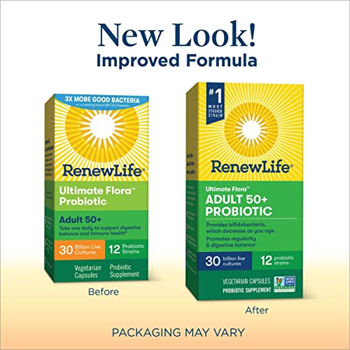 Renew Life Adult Probiotics 50+, 30 Billion Cfu Guaranteed, Probiotic Supplement For Digestive & Immune Health, Shelf Stable, Gluten Free, Extra Care, For Men & Women, 30 Capsules #TOP1