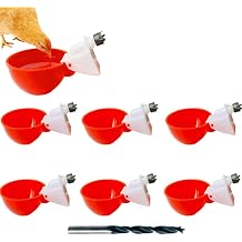 6 Packs Large Automatic Chicken Waterer Cups Chicken Water Cups for PVC with Tee Automatic Chicken Waterer Kit for Poultry Chicks Duck Goose Bird Turkey and Bunny with Mounting Hole Opener Style 1