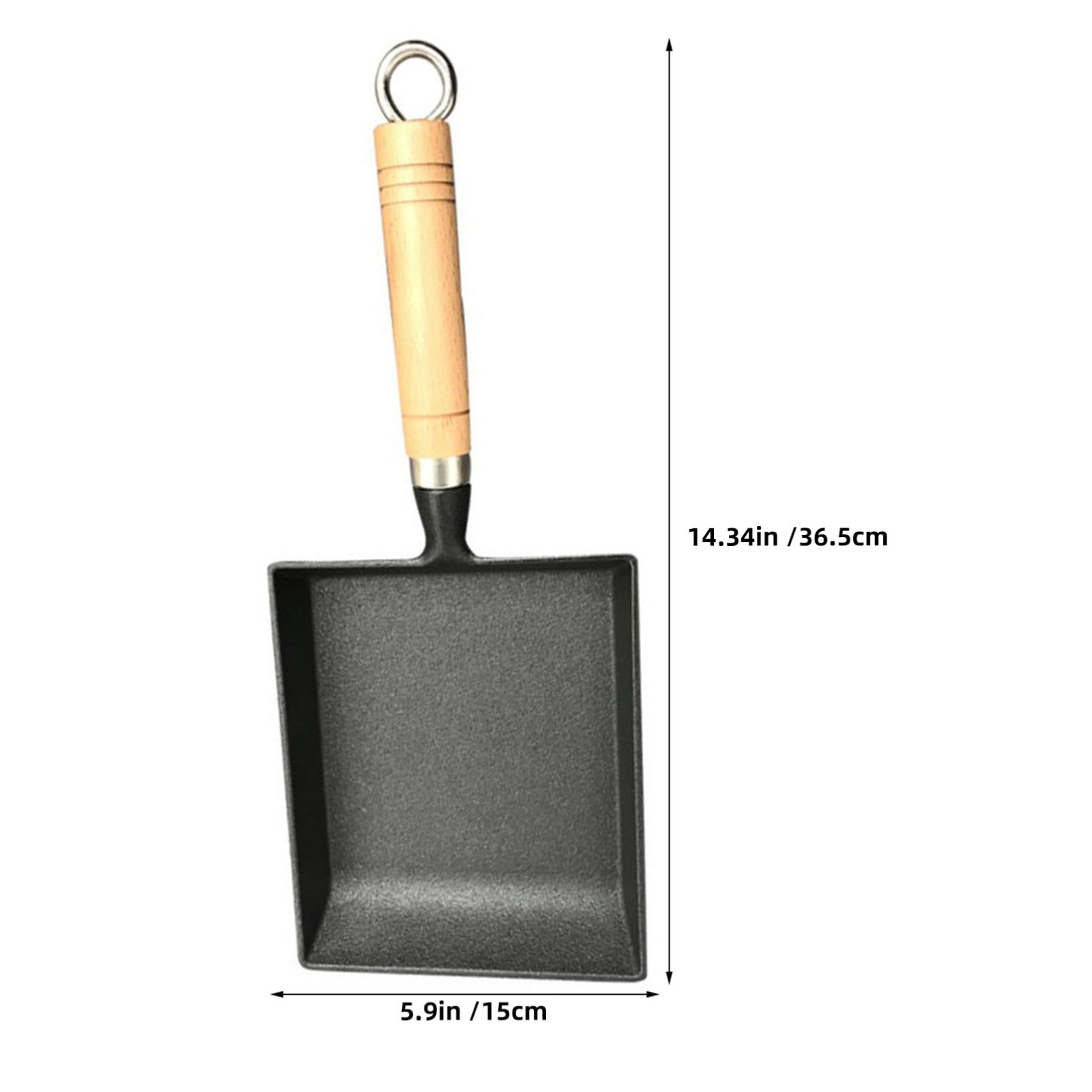 Healeved Padella in Ghisa Quadrata per Uova e Bistecche Manico in Legno Antiscottatura, Fondo Piatto per Cottura Uniforme, Padella Portatile da Campeggio e Barbecue, Multifunzione