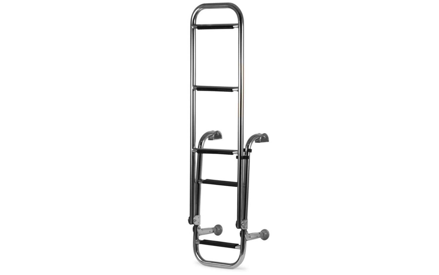 Badeleiter f. Boot Edelstahl Klappbar 5 Stufen Kunststoff Schwarz Bootsleiter Boot Leiter klappbar Klappleiter Heckleiter faltbar