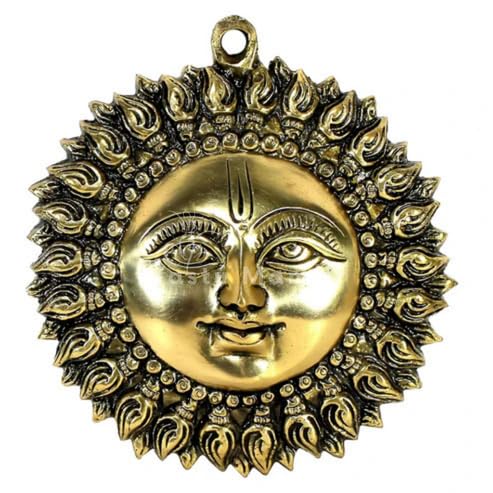 Image of Solid Brass Sun Face Wall Idol, Vastu Remedy (6 Inch, 750 g)