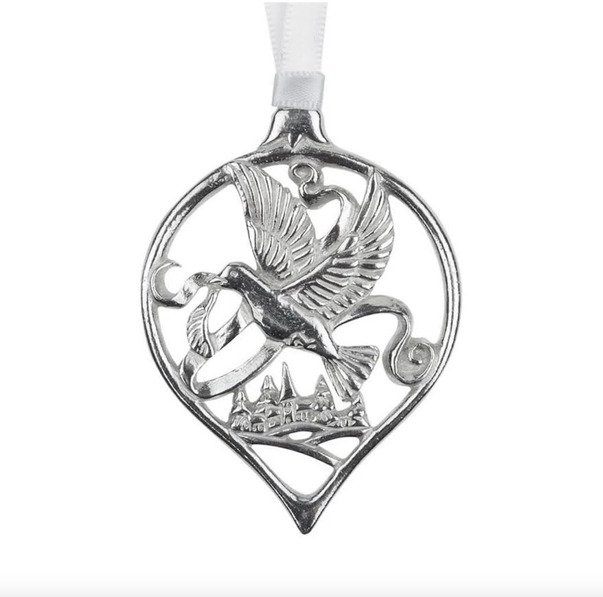 Stunning Pewter Silver Christmas Tree Decoration Hanger Bauble Turtle Dove