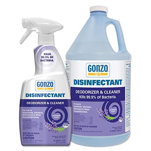 Gonzo Natural Magic Disinfectant Spray & Multipurpose Cleaner - Lavender Value Pack 24 oz. and 128 oz. Refill - Odor Eliminator, Disinfectant, Flood Fire Water Damage Restoration