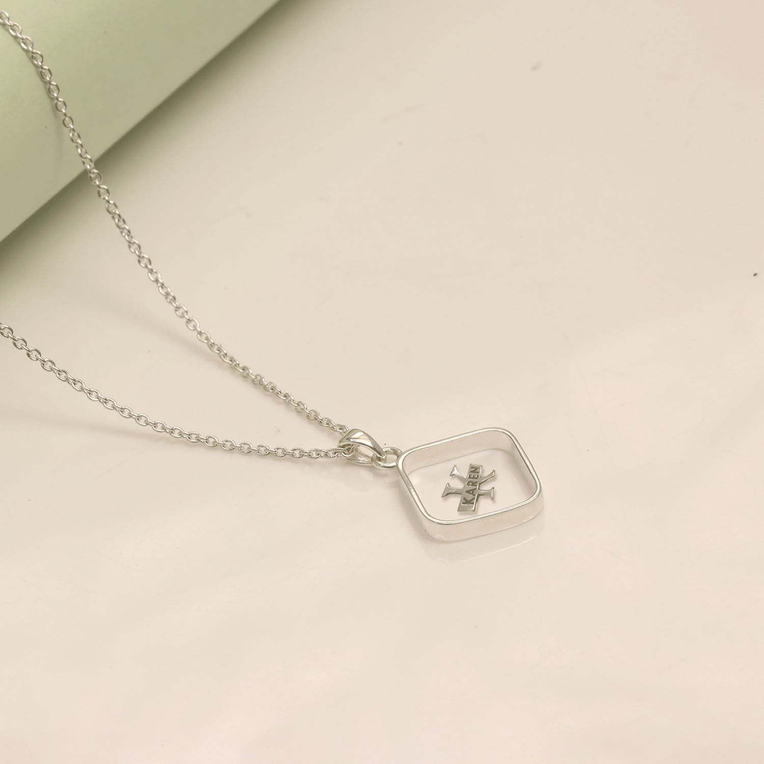 LeCalla Personalized Monogram Name Necklace for Women | Custom Initial Pendant Necklace | Customized Transparent Resin Necklace Gift for Wife Mother Sister