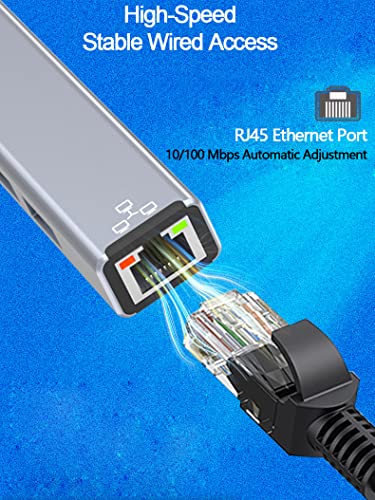Usb C To Hub With Ethernet Adapter, For All Pc Laptop Or Mobile Phone That Usb-C Usb-A Interface, Like Mac Book Pro, I Pad Xps, Chromebook, Surface Pro And More, Gray #TOP4