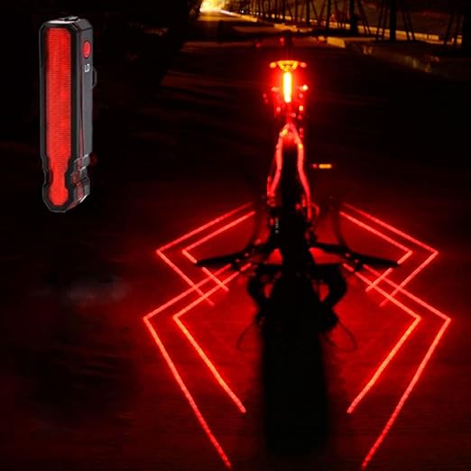 Super Bright Bike Laser Light, USB Rechargeable Bike Tail