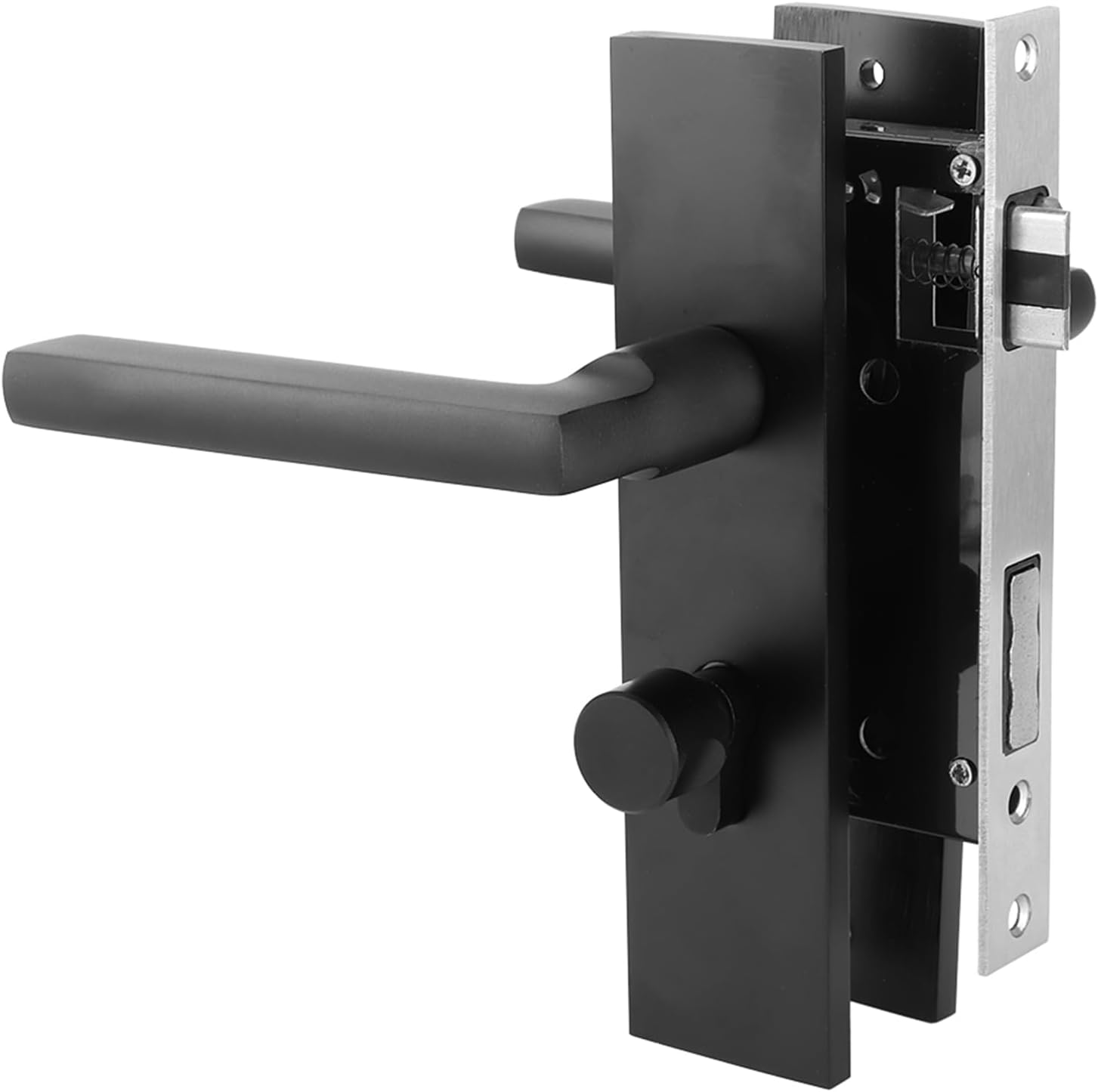 Aluminum Entry Door Lock Set with 3 Keys, Lever Handle, Black, 18.6 x 4.5 x 6.6 cm / 7.3 x 1.8 x 2.6 in, for 1.4 to 1.8in Door Frame
