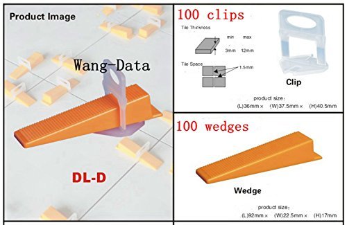 Wang-Data 200Pcs Tile Flat Leveling System 100Clips + 100 Wedges Wall Floor Balance Tool …