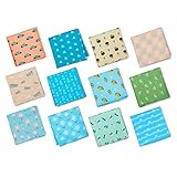 HexaFun 100% Pure Organic Cotton Unisex Handkerchief, Large Size Pack of 12 Multi-color