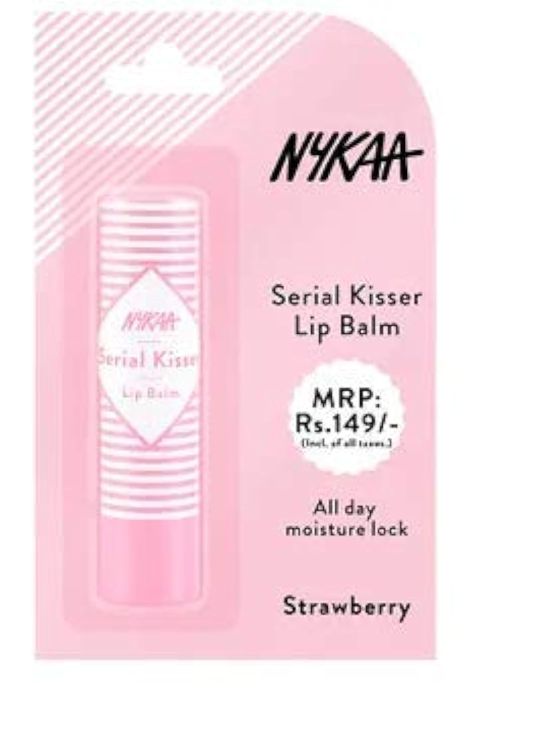 NYKAASerial Kisser Strawberry Moisturising Lip Balm With Shea Butter & Vitamin E, Lip Care for Dry and Chopped lips- Peach (4.5 gm)