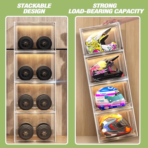 DAYOOH XXX-Large Extra Large Acrylic Display Case Transparent Sneaker Shoe Organizer Clear Plastic Stackable Boot & Shoe Boxes Large Showcase for Helmet, Handbag, Figures Collectibles