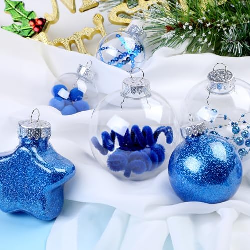 Miniatura 4 de SHareconn Juego de 86 bolas de Navidad, bolas decorativas de plástico transparente inastillables para decoración de árbol de Navidad, decoración de