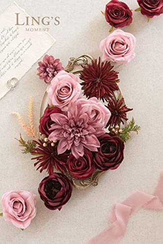 Ling's Moment Artificial Flowers Dahlia Flowers Combo For Diy Wedding Bouquets Centerpieces Arrangements Party Baby Shower Home Decorations #TOP1
