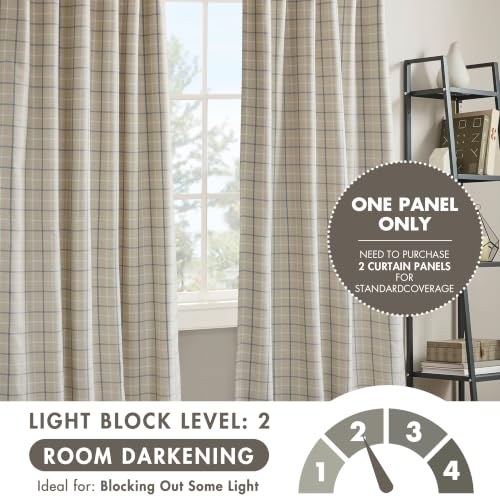 Image of Madison Park Plaid Curtain Thermal Insulated, Panel, Linen Blue,50 inch W x 84 inch L (Pack of 4)