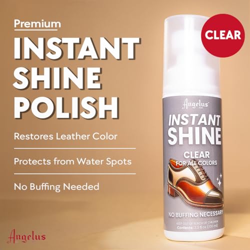 Angelus Clear Liquid Shoe Polish, Instant Shoe Shine with Sponge Leather Shoe Polish - Thumbnail 2
