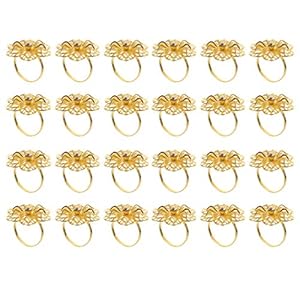 HEMOTON 24 stuks bloemenservettenringen legering goud servet gespen servetringen bloemen strass servethouder voor kerstdiner bruiloftsdecoratie