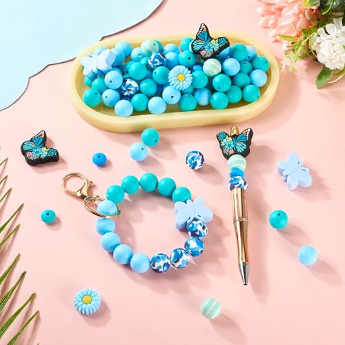 Cuentas focales de silicona de mariposa y flores para abalorios y decoración de fiestas 4