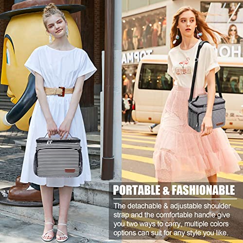 Insulated Lunch Bag For Women/Men - Reusable Lunch Box For Office Work School Picnic Beach - Leakproof Cooler Tote Bag Freezable Lunch Bag With Adjustable Shoulder Strap For Kids/Adult-Stripe #TOP6