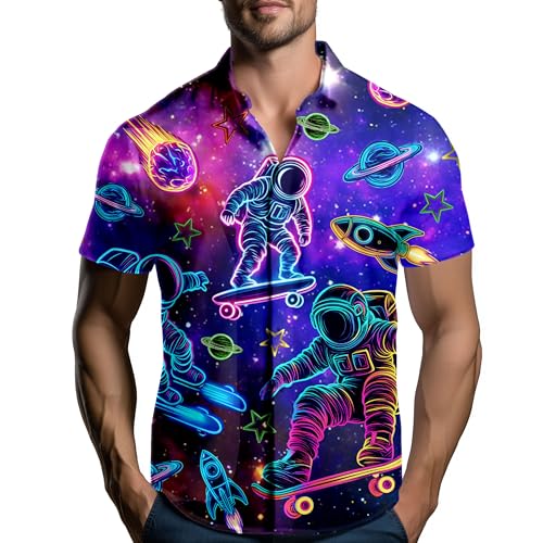 Neon Shirt Mens Hawaiian Shirts Short Sleeve Funny Shirts Beach Shirts for Men,Button Down Hawaiian Shirt for Men