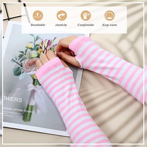 4 Paar Winter Gebreide Warme Lange Handschoen Duimgat Vingerloze Handschoenen Armwarmers Handschoen Voor Vrouwen