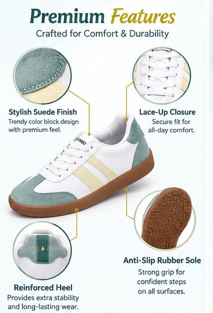 Image of Casual Sneaker Shoes for Women | Soft Cushioned Insole | Sneakers for Woman | Lightweight | Comfortable | Stylish, Trendy Girls and Women Sneakers with Laces