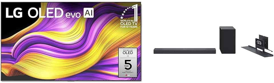 LG 77-Inch Class OLED evo AI 4K G5 Series Smart TV OLED77G5WUA, 2025 LG SC9S 3.1.3-Channel Perfect Matching Soundbar 2024 Model