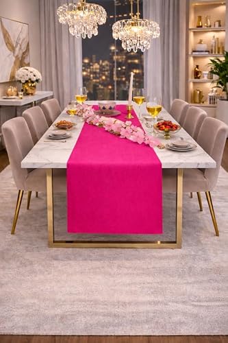 WWW.THROWPILLOW.IN Magenta Table Runner 14x84 Inch|Farmhouse Chic Table Runner for 6 Feet Long Bedroom Side Table, NightsMagenta d, Bedside Cabinet, Bed Table |Diwali Decor, Living Room