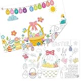Happy Easter Disposable Paper Placemats 24pcs，Easter Eggs Spring Decor Rabbits for Kids Painting Co