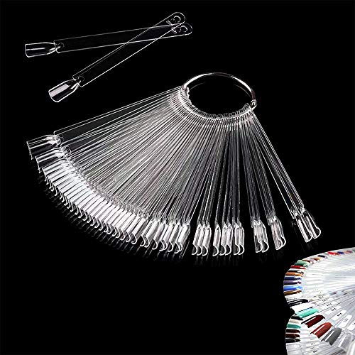 50 unidades Nail Art Pop Sticks expositor Fan Praxis Starter anillo de color transparente DIY consejos color transparente Cover