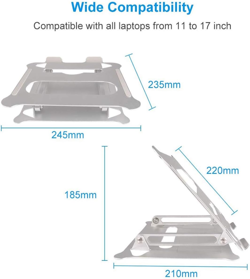 Mikikit Adjustable Height Laptop Stand Portable Laptop Computer Holder for Lap Aluminum Alloy