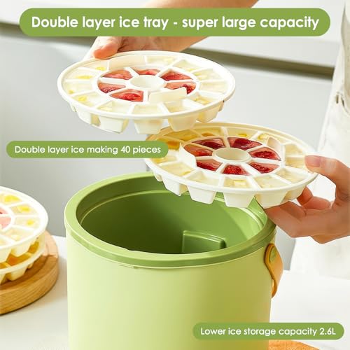 Ice Bucket,2.6L Buckets With Ice Cube Tray,Easy Demolding And 24-Hour Ice Storage, Ice Bucket With Lid, Tongs Carry And Handles,Ice Buckets For Picnics And Parties,For Freezer & Drinks - Image 4