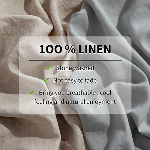 Image of LBRO2M 100% French Pure Linen Sheet Set 4Pcs, 16 inch Deep Pocket Cal King