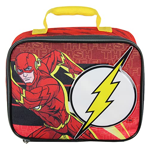 Image of Bioworld DC Comics The Flash Character Lightning Bolt Logo Insulated Lunch Box Tote 12 inch