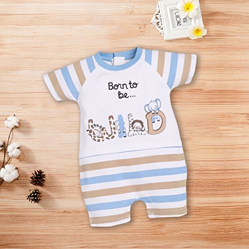 Image of BABY GO Baby Boys & Baby Girls Cotton Romper | Half Sleeve Polo Collar Jumpsuit | Newborn Infant Summer Outfit with Button Closure | Soft Breathable Playsuit | Stylish Print One Piece Dress