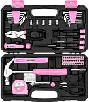 DEKO Pink Tool Kit: pour les femmes femmes, Kit d'outils à la maison, DIY & Outils, Kits d'outils pour la maison, Kit d'outil à main pour les femmes, 62 Pièces