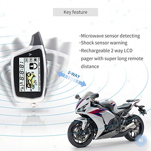 Easyguard Em212 2 Way Motorcycle Alarm System With Lcd Pager Display Rechargeable Transmitter Built In Shock Sensor & Microwave Sensor Detecting Dc12V #TOP5