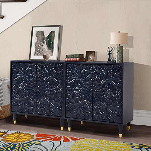 Nosga 2 Pcs Storage Buffet Cabinet, Freestanding Sideboard With Double Doors, Modern Wooden Sideboard, Decorative Cabinet For Bedroom, Living Room, Kitchen, Office And Hallway, Blue, 2 #TOP3