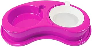 Comedouro Plástica Anti-Formiga Luxo Duplo, Tamanho Médio Rosa Furacão Pet para Cães