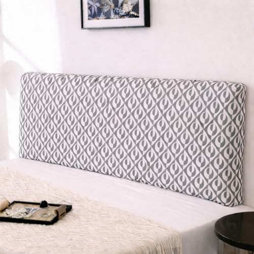 Image of HOMETHREADS Stretchable Lycra /Velvet Headboard Cover | Soft, Dust-Proof & Wrinkle-Resistant Bed Back Protector | Fits Leather, Wooden & Fabric Bedsides | for 6ft to 6.5ft Beds (Grey, 178x65Cm)