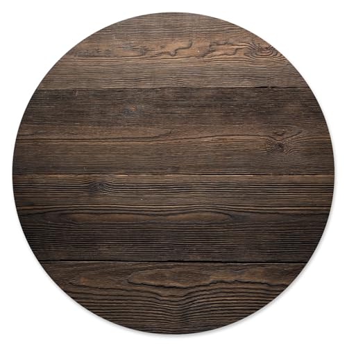 younikat Tapis de Souris Optique Bois I Ø 22 cm Rond I Tapis de Souris Taille Standard, antidérapant I Rustique I dv657