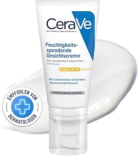 CeraVe Feuchtigkeitsspendende Gesichtscreme mit hydratisierende Tagescreme mit Lichtschutz für normale bis trockene Haut