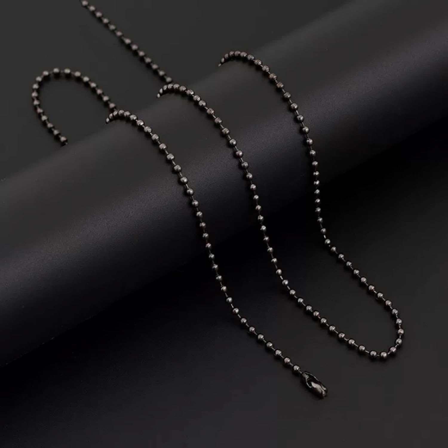 IFNOW Ceiling Fan Pull Chain Metal Fan pull chain extension, ceiling fan chain connector,Diameter 3.2mm 6.5 Feet Long with 6 PCS Connector (Pure Black) - Image 3