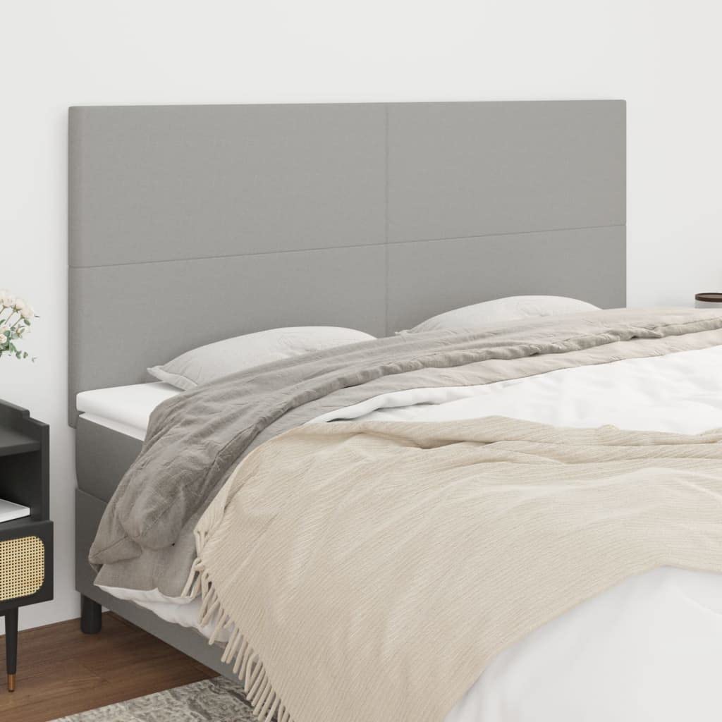 Testiera in tessuto grigio chiaro 160x5x118/128 cm, gambe in legno, altezza regolabile, materiale traspirante e resistente, perfetto per leggere e guardare la TV a letto.