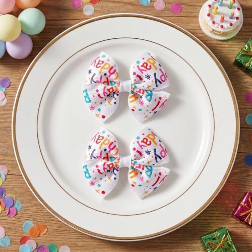2 pzas Clips para el cabello de moño colorido para cumpleaños miniatura 7