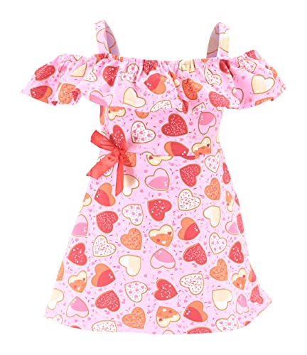 Unique Baby Girls Valentines Off The Shoulder Flowy Dress