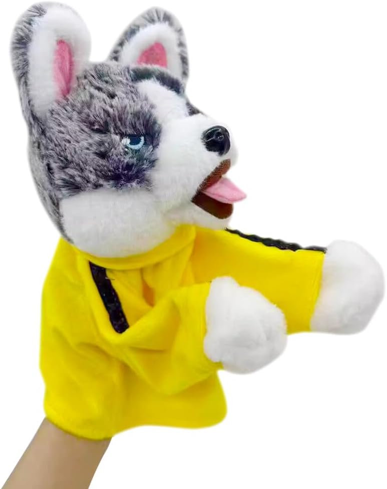 HOVCEH Kung Fu Animal Toy Husky Gloves Doll, Husky Hand Puppets for Children, Boxer Hand Puppets, Dog Boxing Hand Puppet Toy with Sounds And Boxing, Hand Puppet Dog Action Toy for Gifts