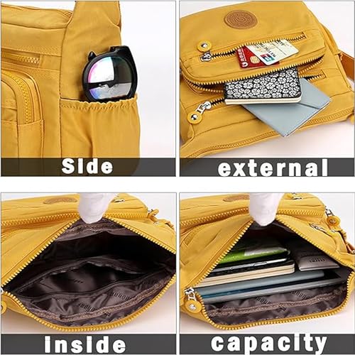 MINGZE Sac d'épaule de maman, Sac bandoulière léger Multi-poches en nylon Sac messenger imperméable pour femmes, Sac à main à pour dames et filles (Noir) – vue 8
